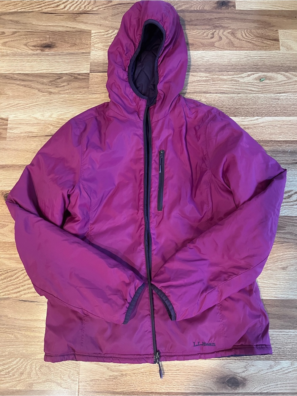 L.L. Bean Women’s Purple Pink Reversible Quilted Hooded Jacket